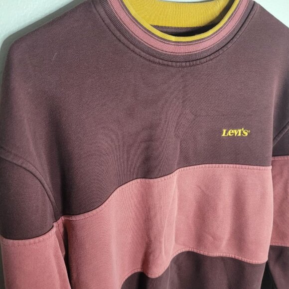 Levis Relaxed Fit Sweatshirt Pullover Crewneck Brown Mens Small Long Sleeve - Picture 4 of 10